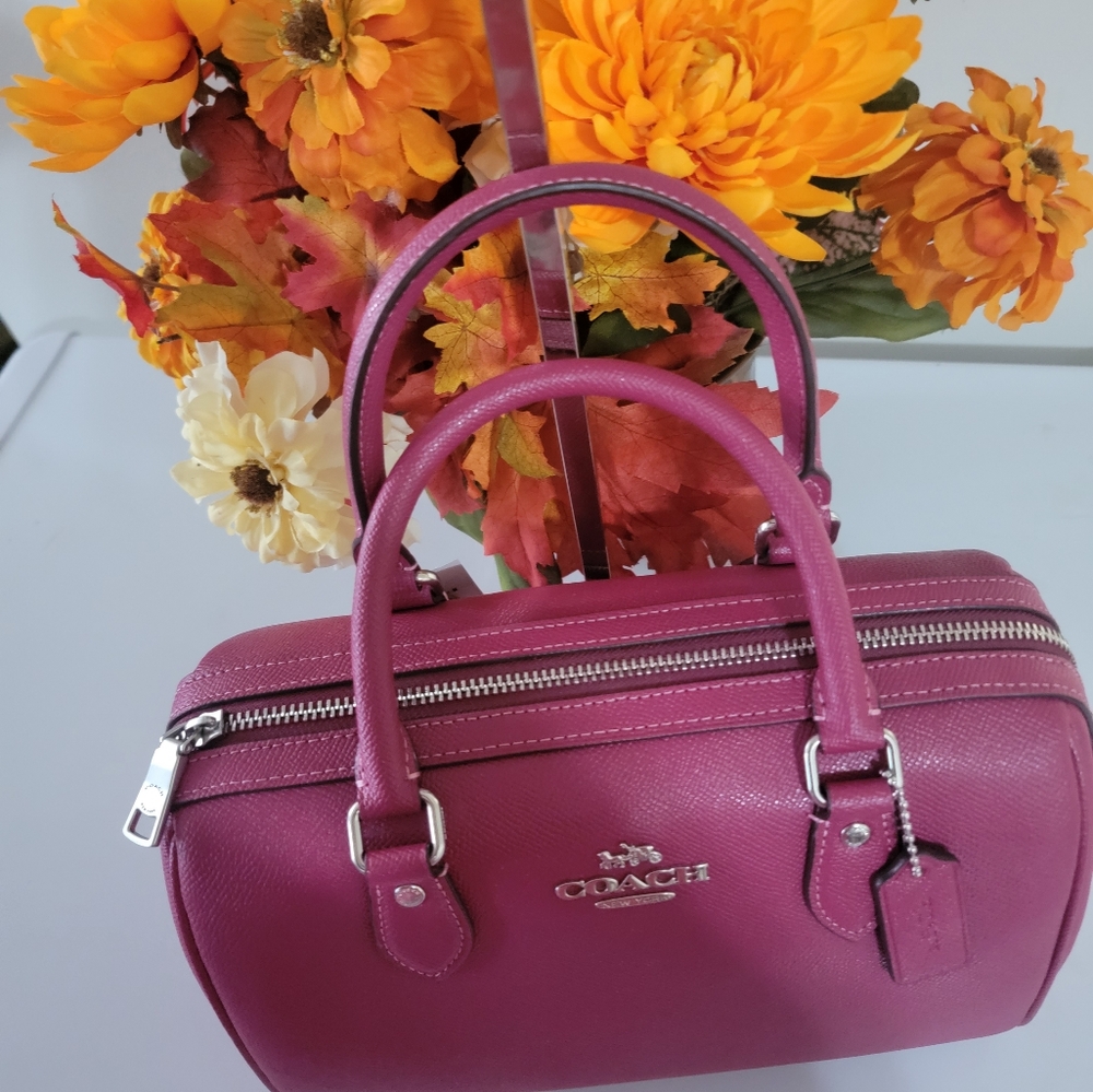 NWT Coach Rowan cranberry pink satchel - Picture 3 of 6